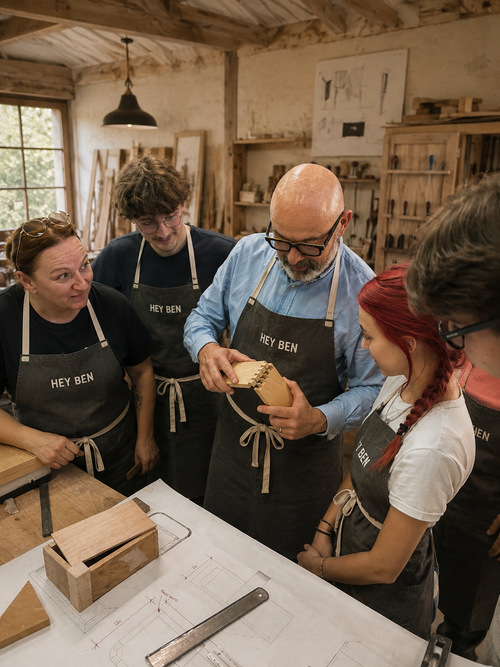 Atelier d’ébenisterie Hey Ben ! Et maison Benoît Maltier, situé à Loix sur l’île de ré.