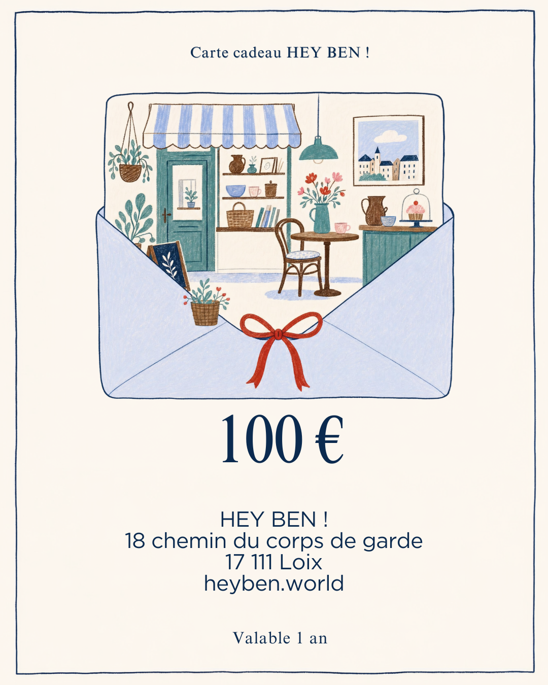 Carte cadeau d'une valeur de 100€