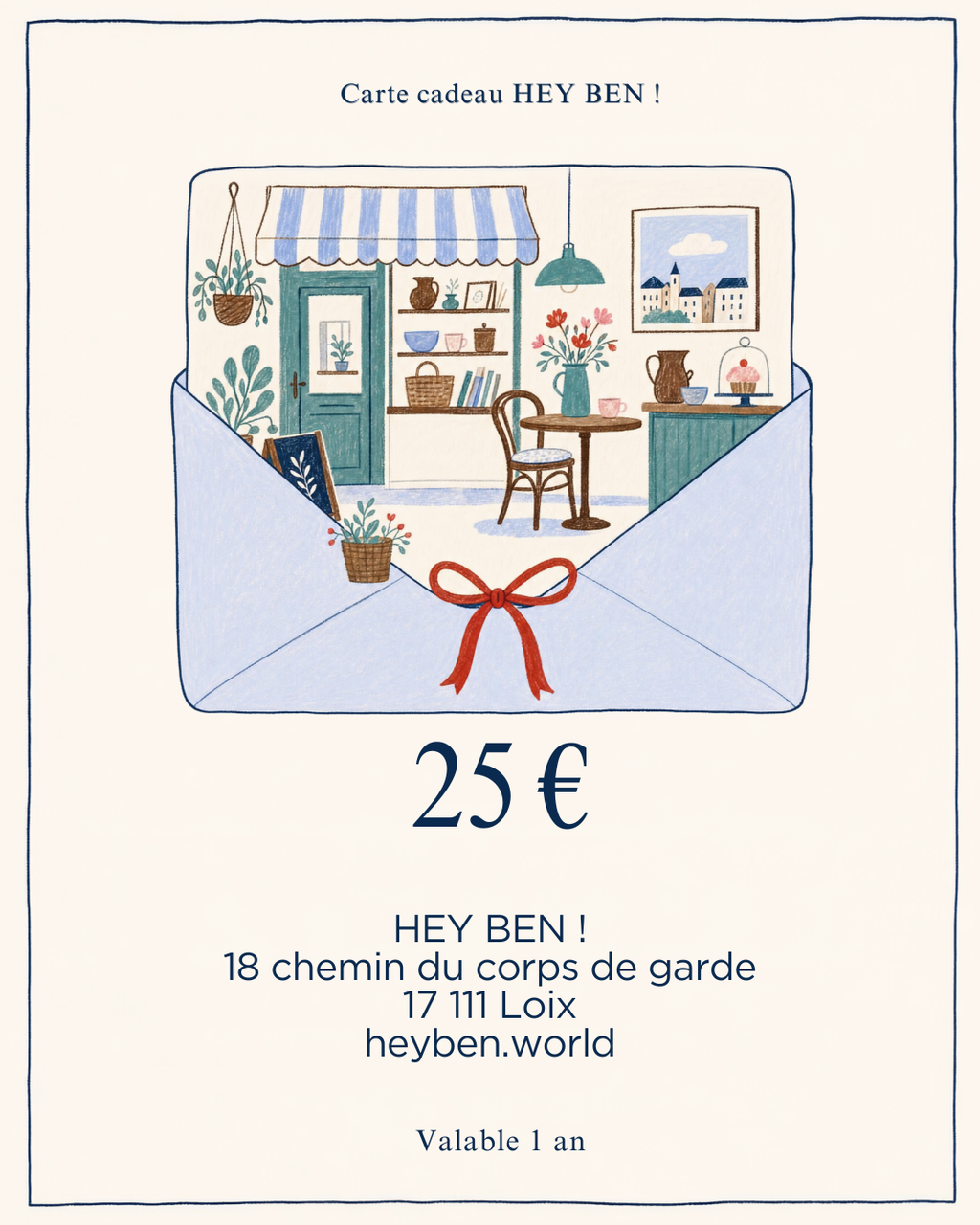 Carte cadeau Hey Ben d'une valeur de 25€