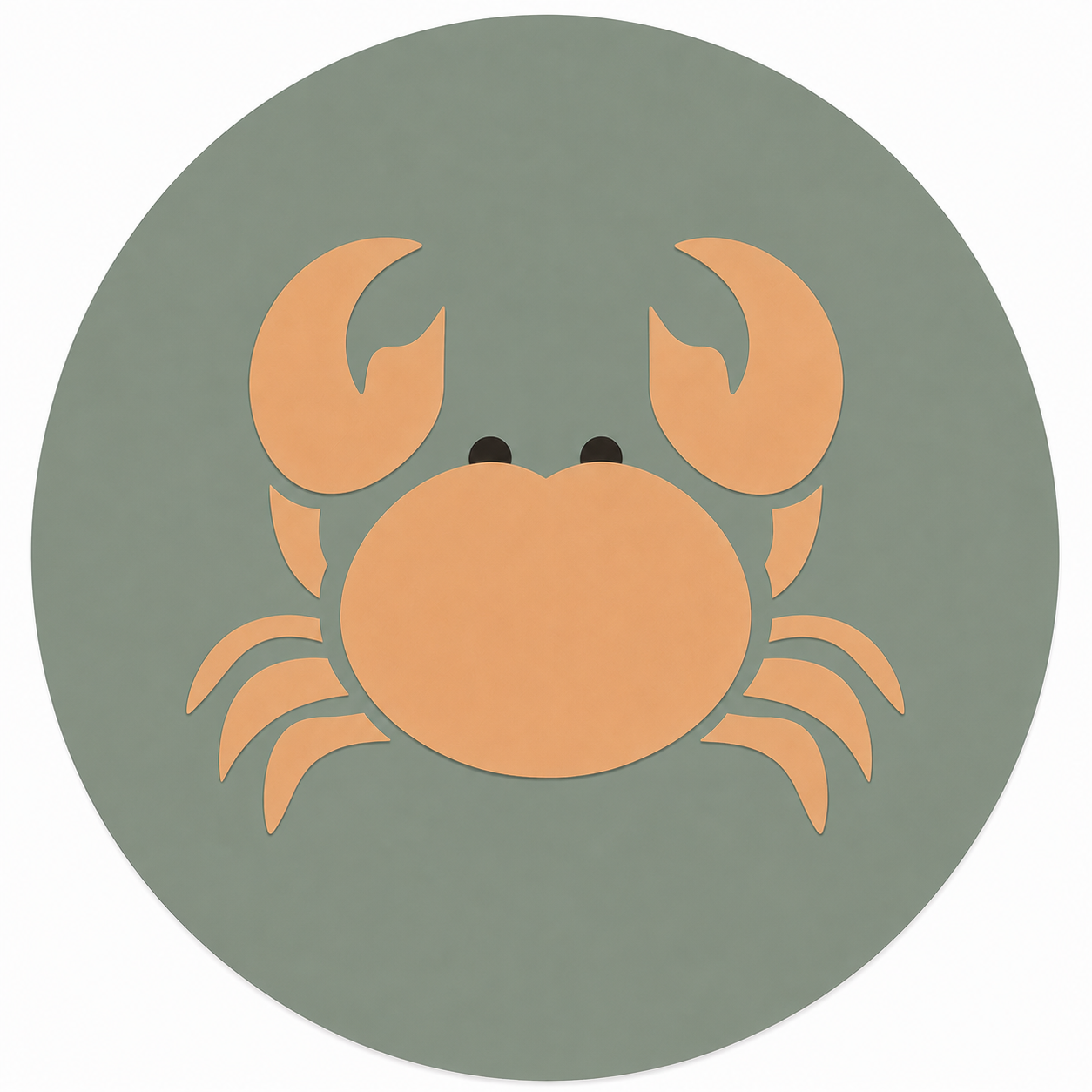Assise en contreplaqué bouleau et linoléum motif crabe beige sur fond vert sauge. Produit fabriqué par Hey Ben !, atelier d'ébénisterie à Loix sur l'île de ré fondé par Benoît Maltier