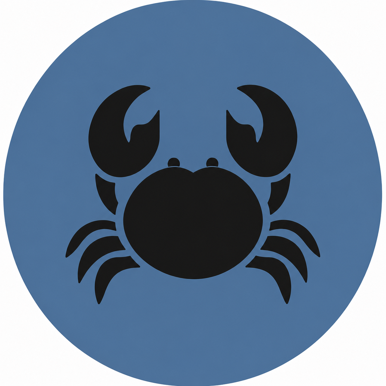 Assise en contreplaqué bouleau et linoléum motif crabe noir sur fond bleu. Produit fabriqué par Hey Ben !, atelier d'ébénisterie à Loix sur l'île de ré fondé par Benoît Maltier