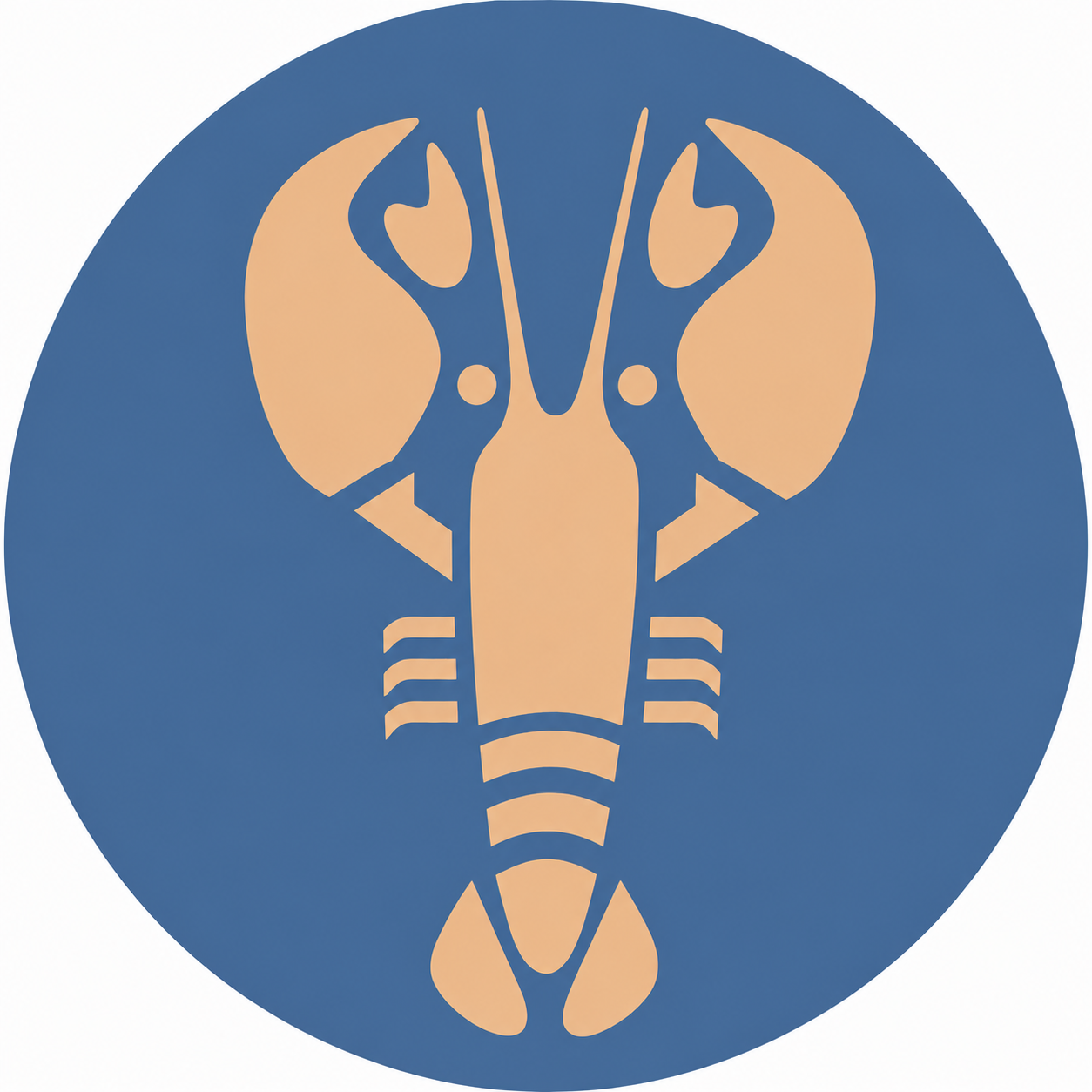 Assise en contreplaqué bouleau et linoléum motif homard beige  sur fond bleu. Produit fabriqué par Hey Ben !, atelier d'ébénisterie à Loix sur l'île de ré fondé par Benoît Maltier