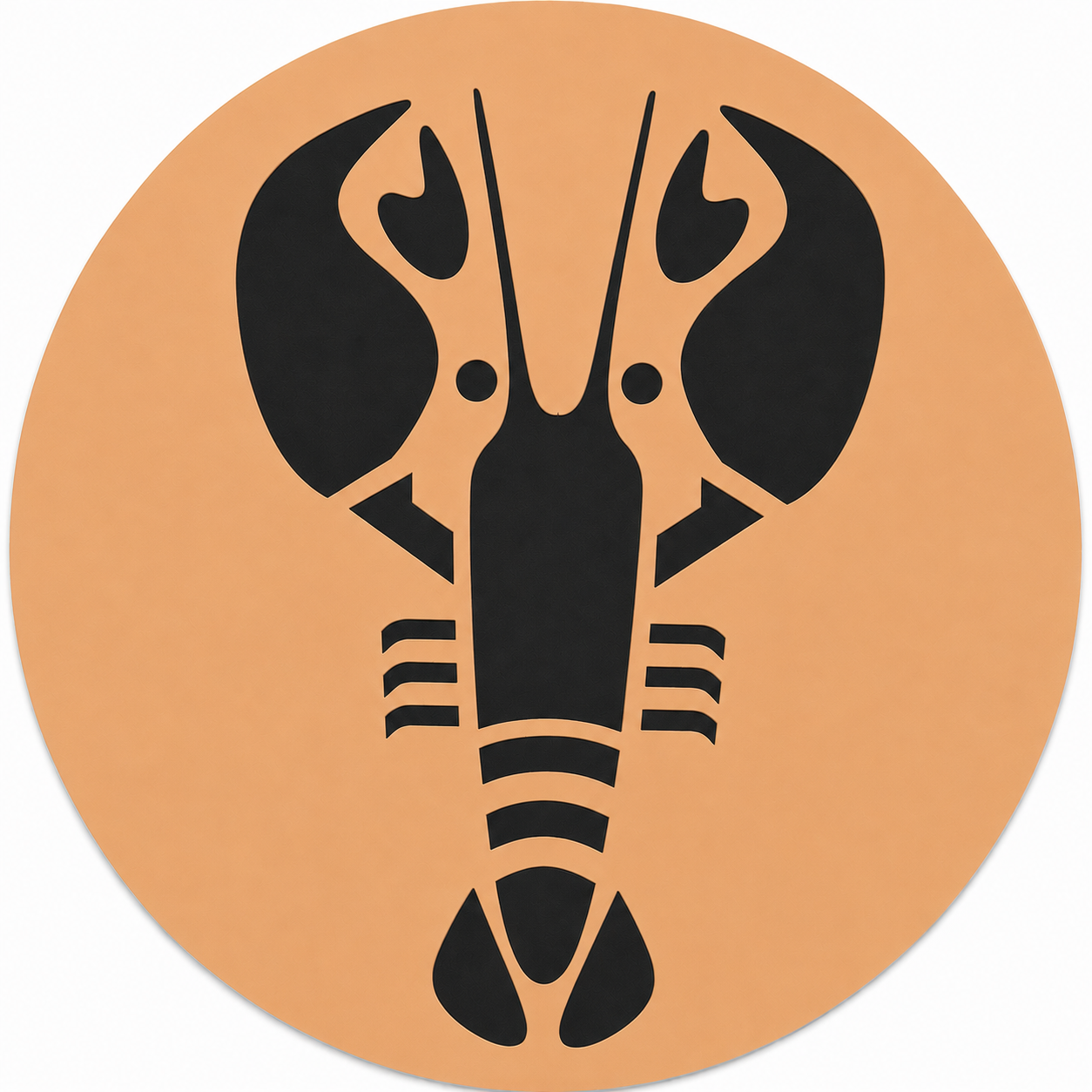 Assise en contreplaqué bouleau et linoléum motif homard noir  sur fond beige. Produit fabriqué par Hey Ben !, atelier d'ébénisterie à Loix sur l'île de ré fondé par Benoît Maltier
