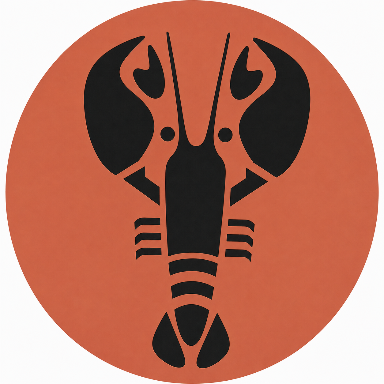 Assise en contreplaqué bouleau et linoléum motif homard noir  sur fond rouge. Produit fabriqué par Hey Ben !, atelier d'ébénisterie à Loix sur l'île de ré fondé par Benoît Maltier