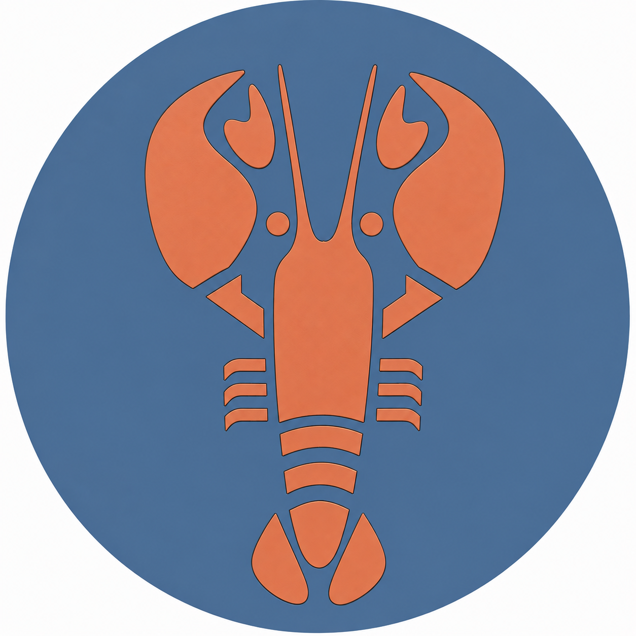 Assise en contreplaqué bouleau et linoléum motif homard rouge  sur fond bleu. Produit fabriqué par Hey Ben !, atelier d'ébénisterie à Loix sur l'île de ré fondé par Benoît Maltier