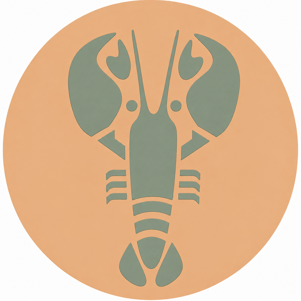 Assise en contreplaqué bouleau et linoléum motif homard vert sauge  sur fond beige. Produit fabriqué par Hey Ben !, atelier d'ébénisterie à Loix sur l'île de ré fondé par Benoît Maltier
