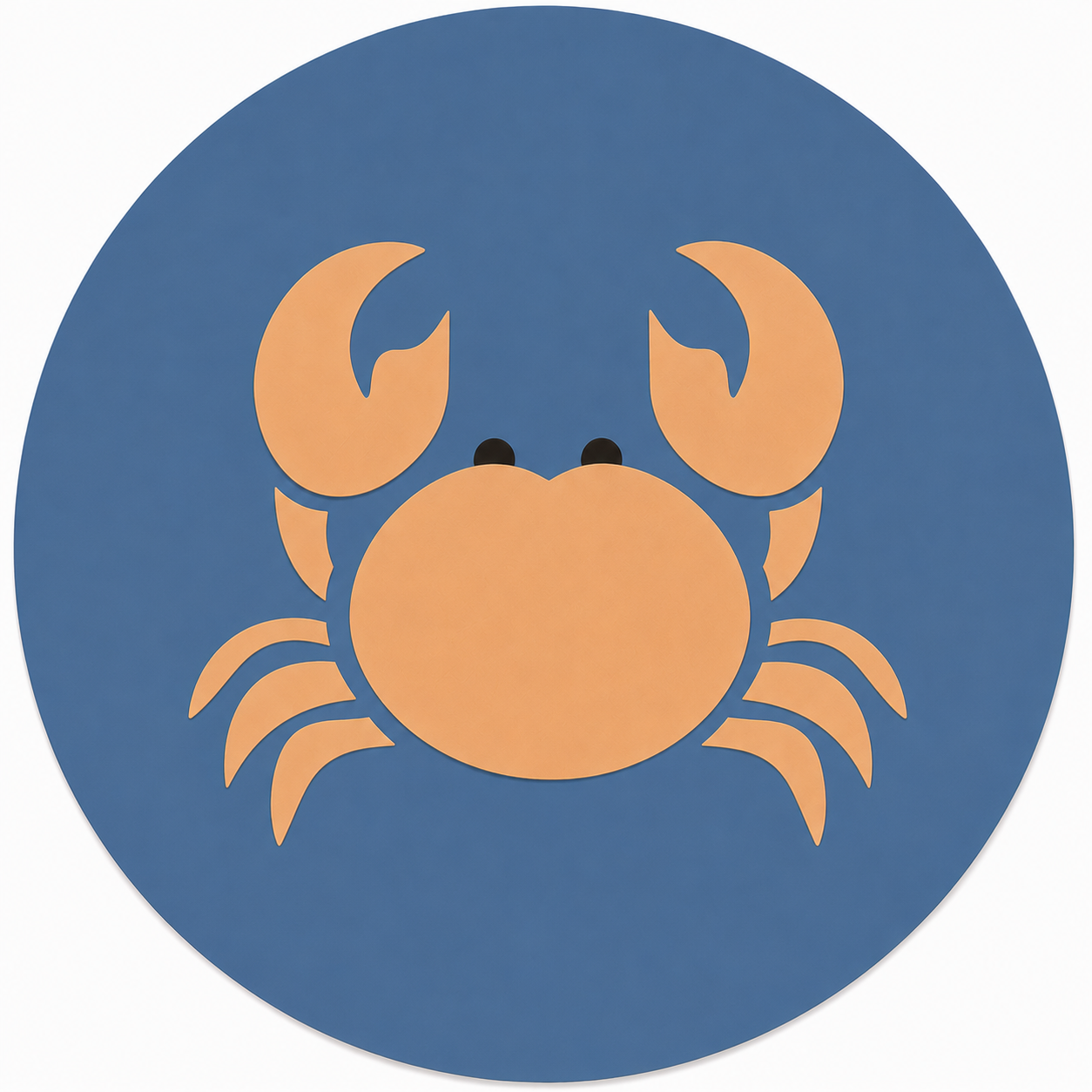 Assise en contreplaqué bouleau et linoléum motif crabe beige sur fond bleu. Produit fabriqué par Hey Ben !, atelier d'ébénisterie à Loix sur l'île de ré fondé par Benoît Maltier